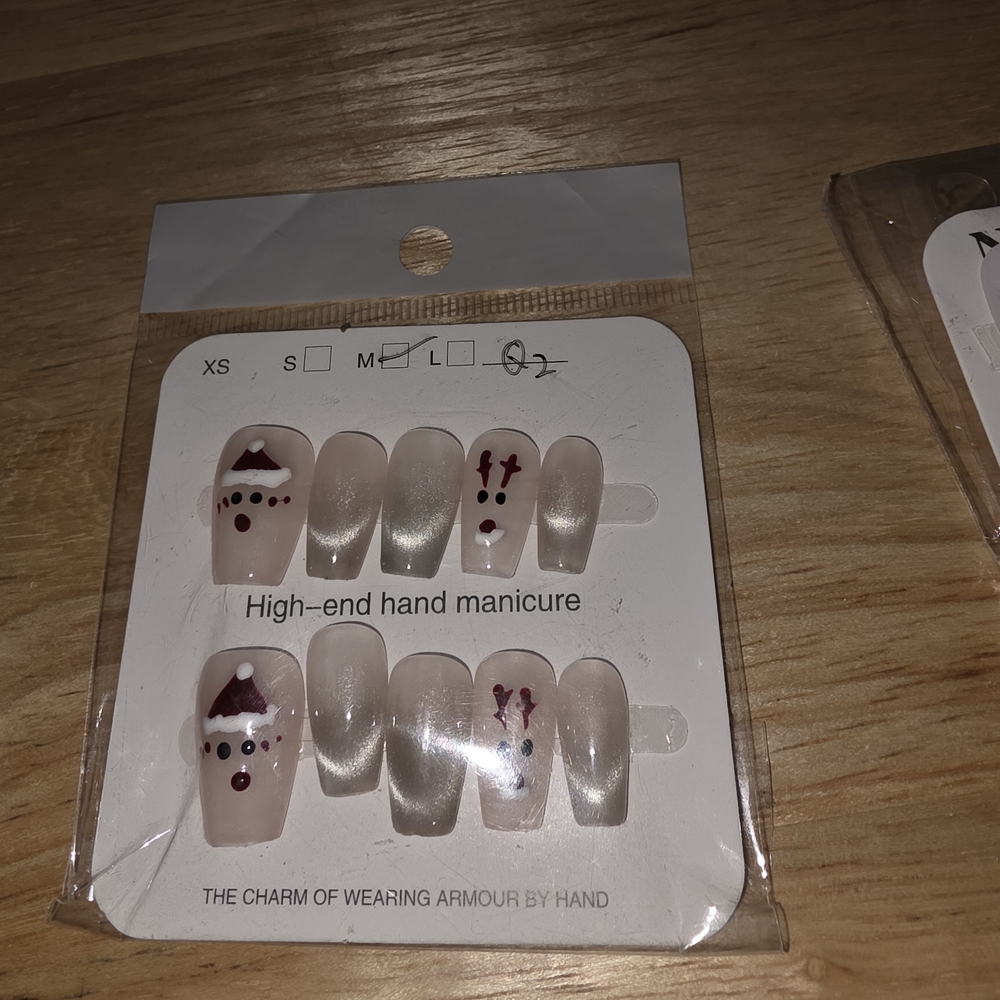 High-End Hand Manicure Press-On Nails - Festive Design